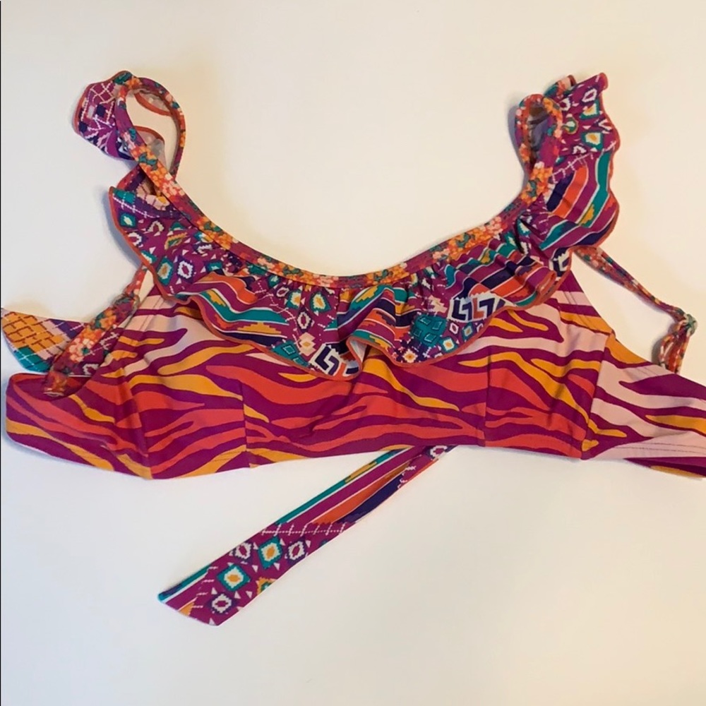 Fun multi patterned bikini top